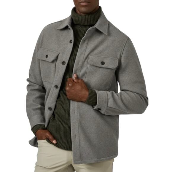 7 Diamonds Men's Brushed Woven Shirt Jacket Shacket Gray Size Large